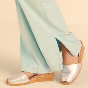CalaXini Metallic Leather Cork Wedge Sandals EU 38